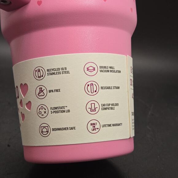 Stanley X Target Exclusive Pink Valentine 20oz NEW IN BOX limited Ed Hearts - Picture 6 of 9